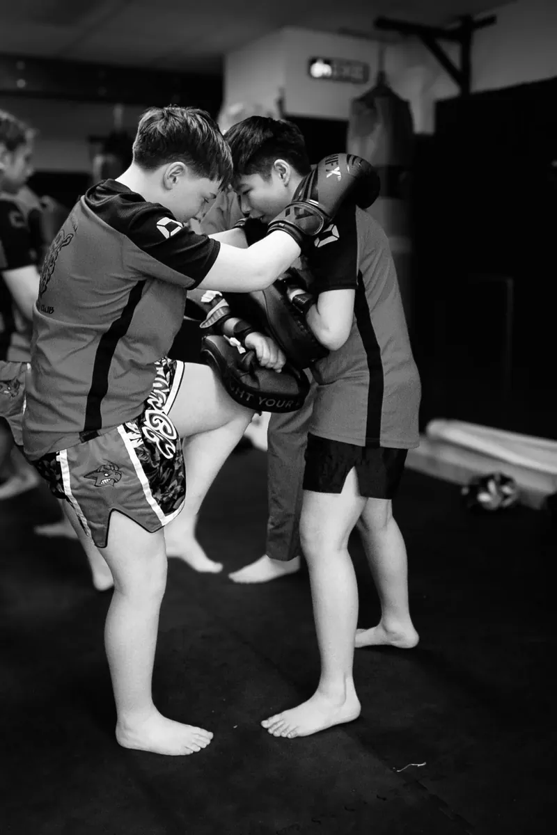Red Rhino kickboxing students training in Dublin